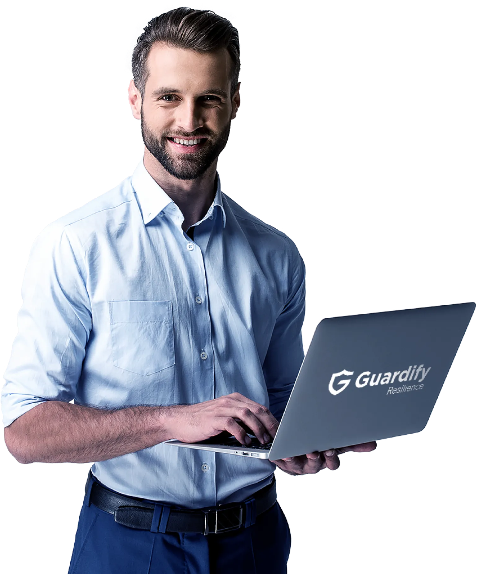Man holding a laptop (1) - Guardify